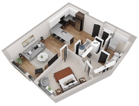 bedroom floor plan an in 3d